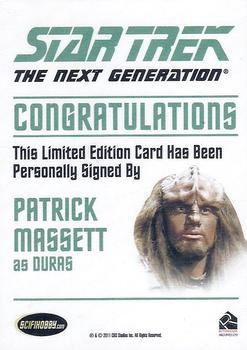 2013 Rittenhouse Star Trek The Next Generation Heroes & Villains - Autographs #NNO Patrick Massett / Duras Back