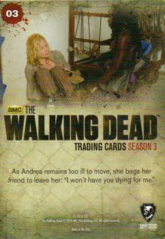 2014 Cryptozoic The Walking Dead Season 3 Part 2 #3 Don't Die for Me Back