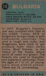 1963 Topps Flags Midgee #10 Bulgaria Back