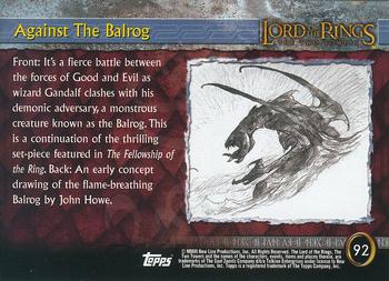 2003 Topps Lord of the Rings: The Two Towers Update #92 Against The Balrog Back