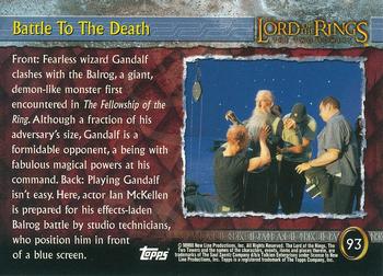 2003 Topps Lord of the Rings: The Two Towers Update #93 Battle To The Death Back