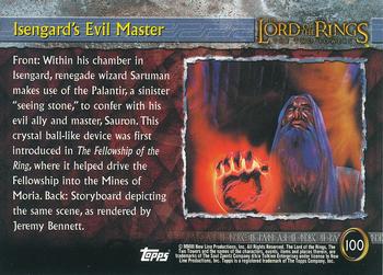 2003 Topps Lord of the Rings: The Two Towers Update #100 Isengard's Evil Master Back