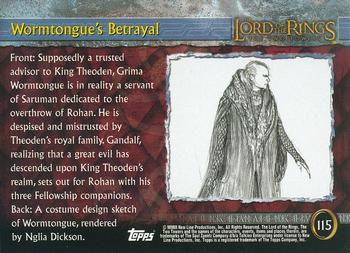 2003 Topps Lord of the Rings: The Two Towers Update #115 Wormtongue's Betrayal Back