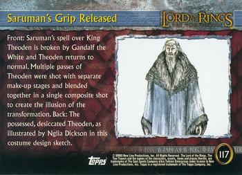 2003 Topps Lord of the Rings: The Two Towers Update #117 Saruman's Grip Released Back