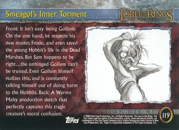 2003 Topps Lord of the Rings: The Two Towers Update #119 Smeagol's Inner Torment Back