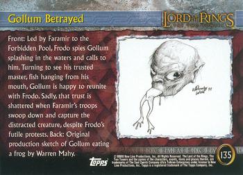 2003 Topps Lord of the Rings: The Two Towers Update #135 Gollum Betrayed Back