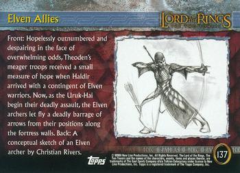 2003 Topps Lord of the Rings: The Two Towers Update #137 Elven Allies Back