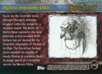 2003 Topps Lord of the Rings: The Two Towers Update #140 Against Impossible Odds Back
