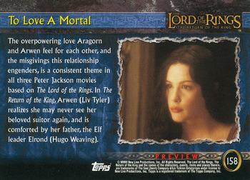 2003 Topps Lord of the Rings: The Two Towers Update #158 To Love a Mortal Back