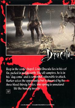 1992 Topps Bram Stoker's Dracula #30 Deep in the castle chapel, Count Dracul Back