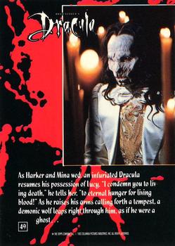 1992 Topps Bram Stoker's Dracula #49 As Harker and Mina wed, an infuriated D Back