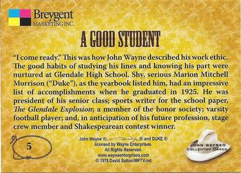2005 Breygent John Wayne #5 A Good Student Back