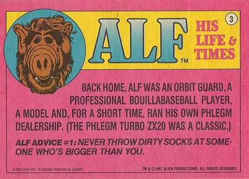 1987 O-Pee-Chee Alf #3 I Can See It's A Cat...But Where's The Soy Sauce? Back