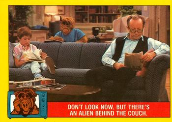 1987 O-Pee-Chee Alf #14 Don't Look Now, But There's An Alien Behind The Couch Front
