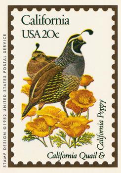 1991 Bon Air Birds and Flowers (50 States) #5 California      California Quail          California Poppy Front