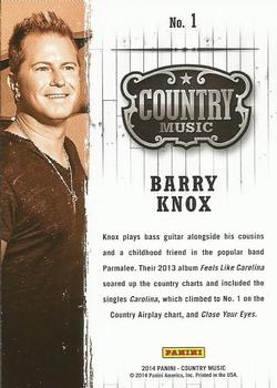 2014 Panini Country Music #1 Barry Knox Back