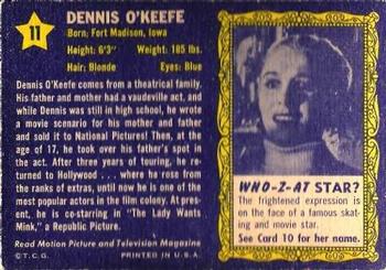 1953 Topps Who-Z-At Star? (R710-4) #11 Dennis O'Keefe Back