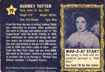 1953 Topps Who-Z-At Star? (R710-4) #19 Audrey Totter Back