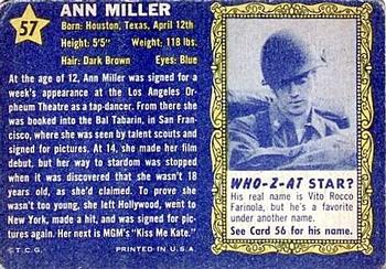 1953 Topps Who-Z-At Star? (R710-4) #57 Ann Miller Back