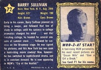 1953 Topps Who-Z-At Star? (R710-4) #72 Barry Sullivan Back