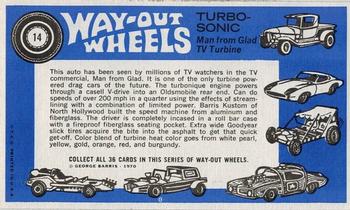 1970 Topps Way-Out Wheels #14 Turbo-Sonic Back