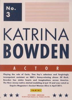 2015 Panini Americana #3 Katrina Bowden Back