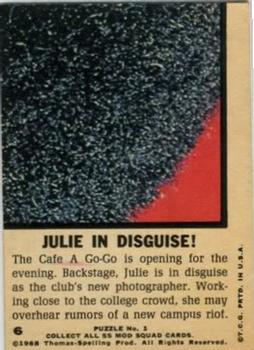 1969 Topps Mod Squad #6 Julie in Disguise! Back