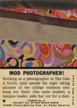 1969 Topps Mod Squad #8 Mod Photographer! Back