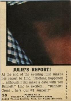 1969 Topps Mod Squad #10 Julie's Report! Back