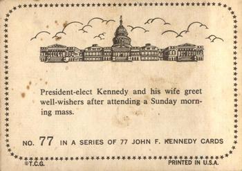 1964 Topps John F. Kennedy #77 Pres. Elect & Mrs. Kennedy After Sunday Mass Back