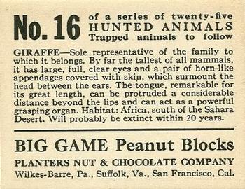 1933 Planters Big Game Hunted Animals (R71) #16 Giraffe Back