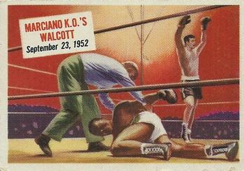 1954 Topps Scoop (R714-19) #65 Marciano K.O.'s Walcott Front