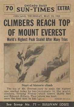 1954 Topps Scoop (R714-19) #70 Mt. Everest Climbed Back