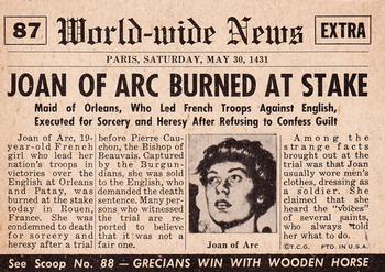 1954 Topps Scoop (R714-19) #87 Joan of Arc burned Back