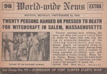 1954 Topps Scoop (R714-19) #98 Witch Hunts in Salem Back