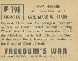 1950 Topps Freedom's War (R709-2) #198 Gen. Mark W. Clark Back