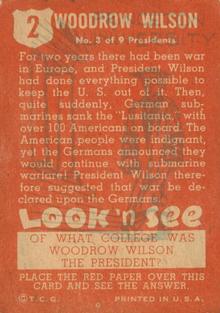1952 Topps Look 'n See (R714-16) #2 Woodrow Wilson Back