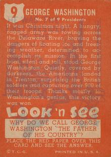 1952 Topps Look 'n See (R714-16) #9 George Washington Back