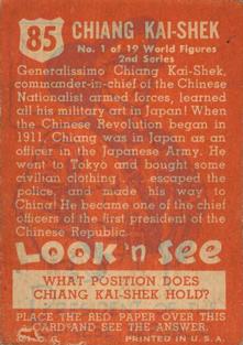 1952 Topps Look 'n See (R714-16) #85 Chiang Kai-Shek Back