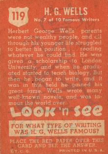 1952 Topps Look 'n See (R714-16) #119 H. G. Wells Back