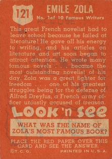 1952 Topps Look 'n See (R714-16) #121 Emile Zola Back