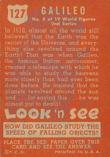 1952 Topps Look 'n See (R714-16) #127 Galileo Back