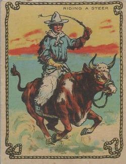 1930 Hamilton Gum Cowboy Series (V290) #8 Riding A Steer Front