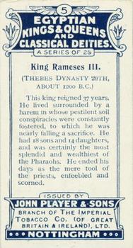 1912 Player's Egyptian Kings & Queens and Classical Deities #5 Ramses III Back