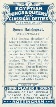 1912 Player's Egyptian Kings & Queens and Classical Deities #7 Hatshephet Back