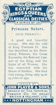 1912 Player's Egyptian Kings & Queens and Classical Deities #10 Nefertari Back