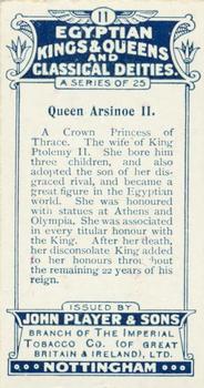 1912 Player's Egyptian Kings & Queens and Classical Deities #11 Arsinoe II Back