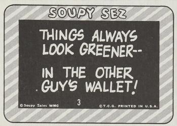 1965 Topps Soupy Sales #3 Things always look greener Back