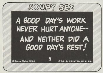 1965 Topps Soupy Sales #5 A good day's work never hurt anyone Back