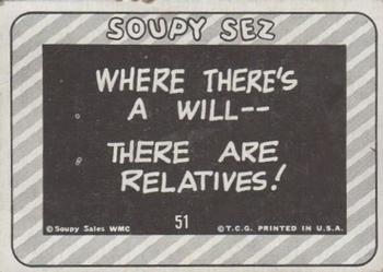 1965 Topps Soupy Sales #51 Where there's a will -- there are relatives! Back